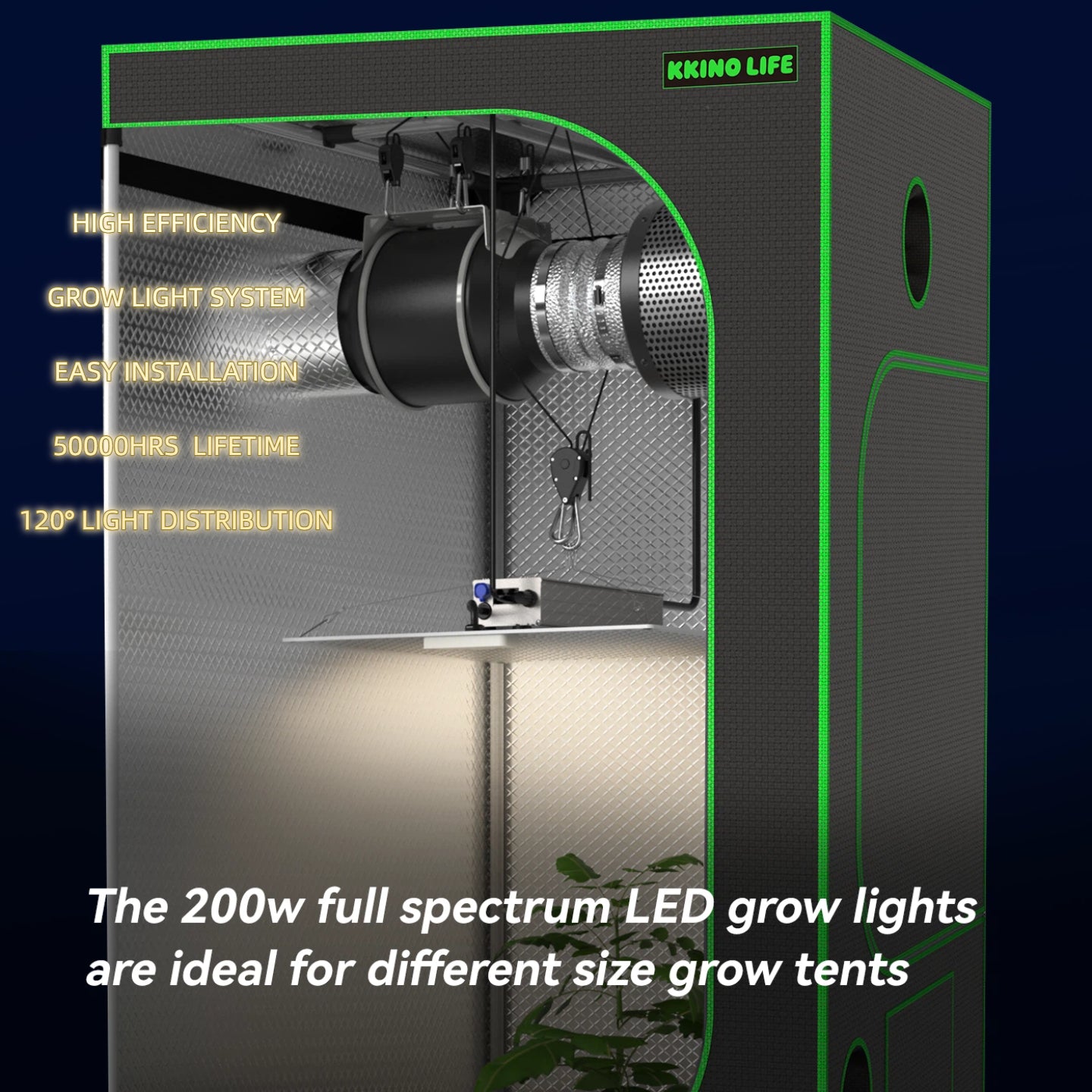 KKINO LIFE Samsung LM281B 200W Full Spectrum LED Grow Light Indoor Plant Veg