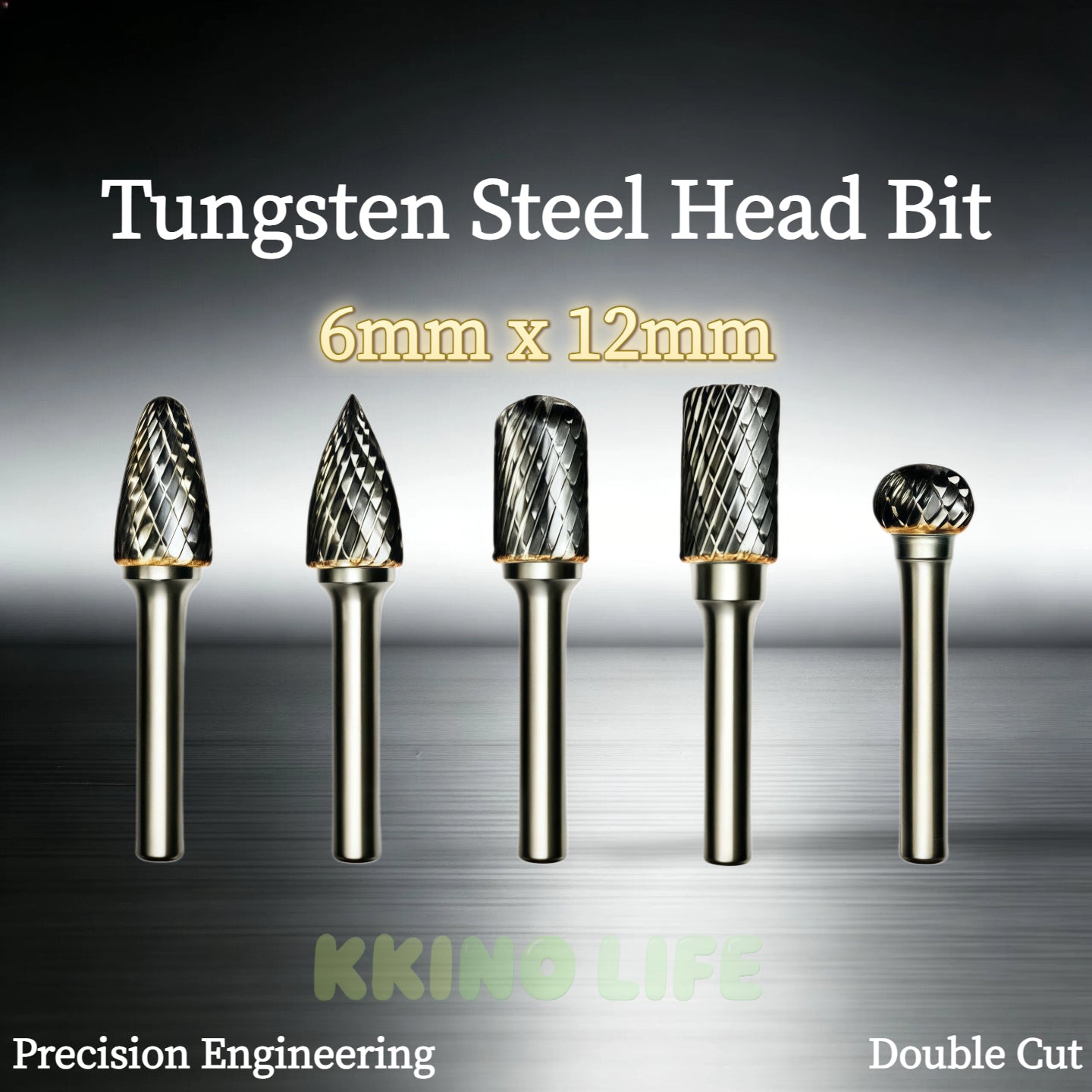 1x 6mm Shank 12mm Head Tungsten Carbide Rotary Burr Bur Die GrinderBit 1/2 Inch