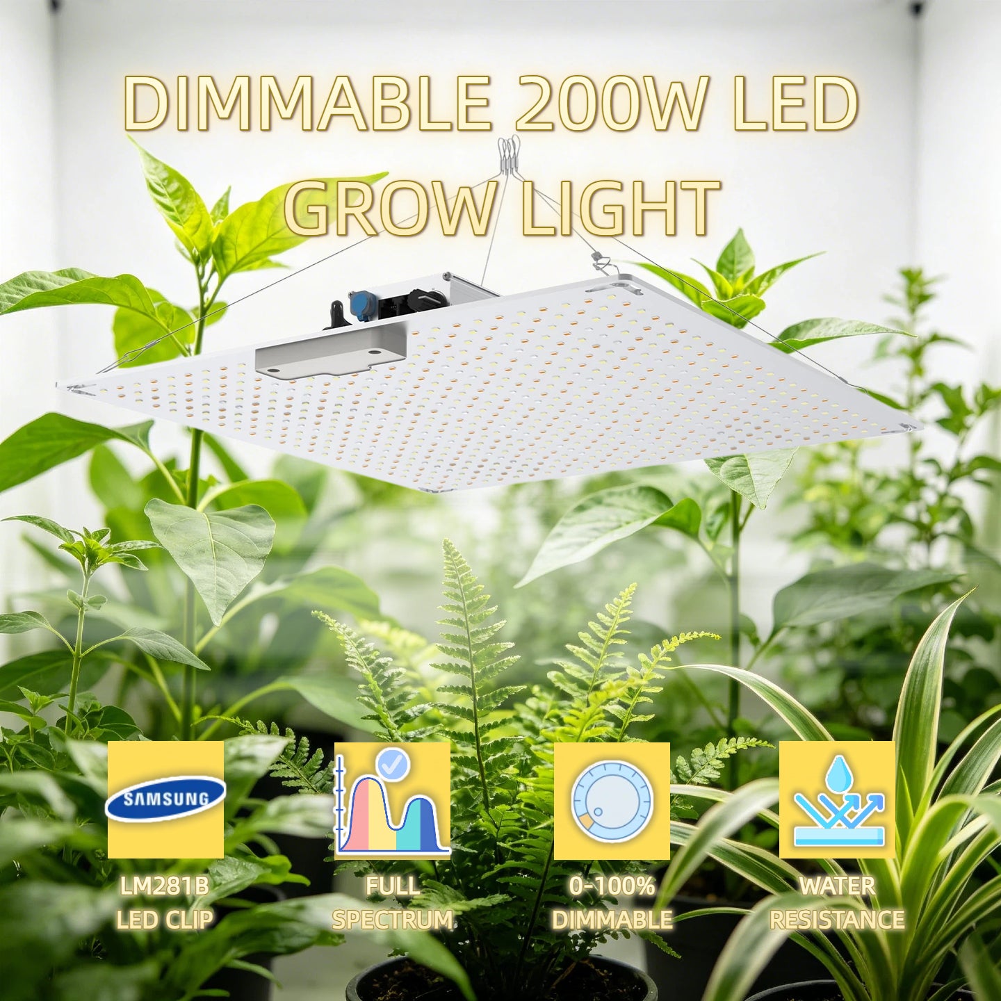 KKINO LIFE Samsung LM281B 200W Full Spectrum LED Grow Light Indoor Plant Veg
