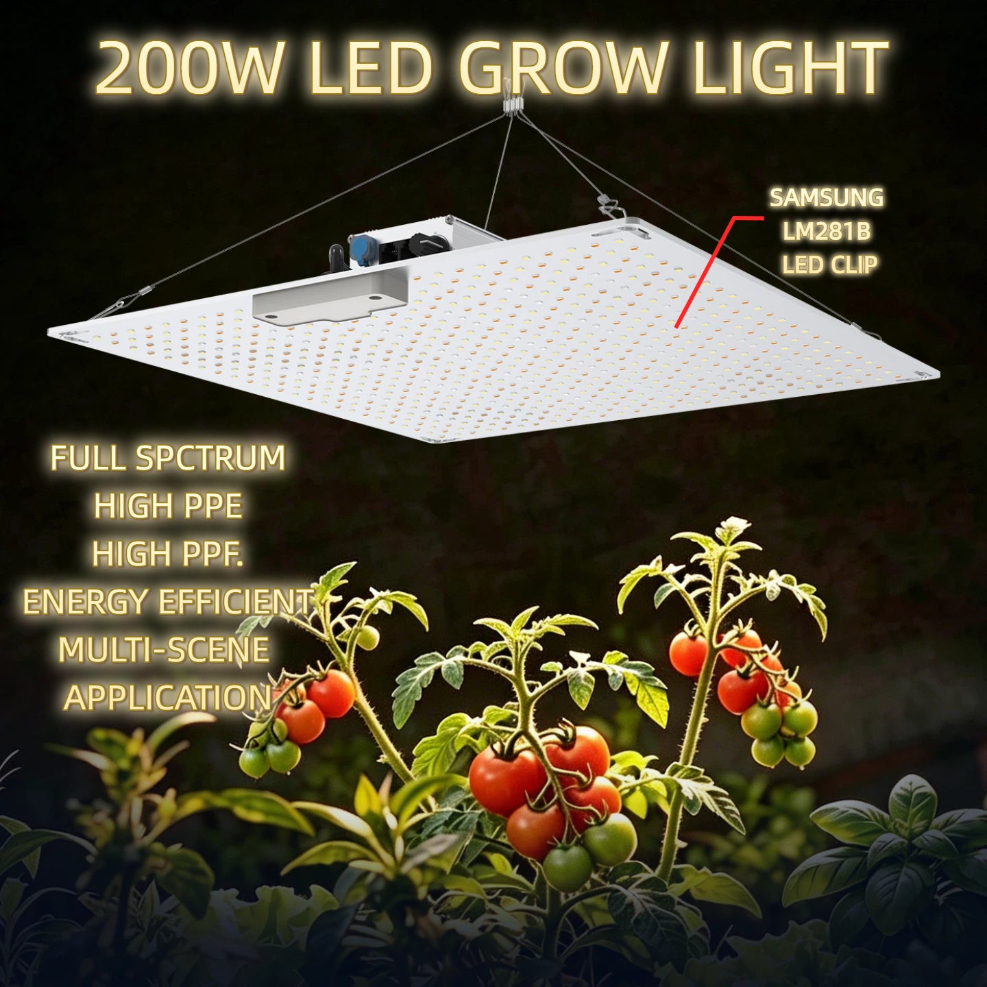 KKINO LIFE Samsung LM281B 200W Full Spectrum LED Grow Light Indoor Plant Veg