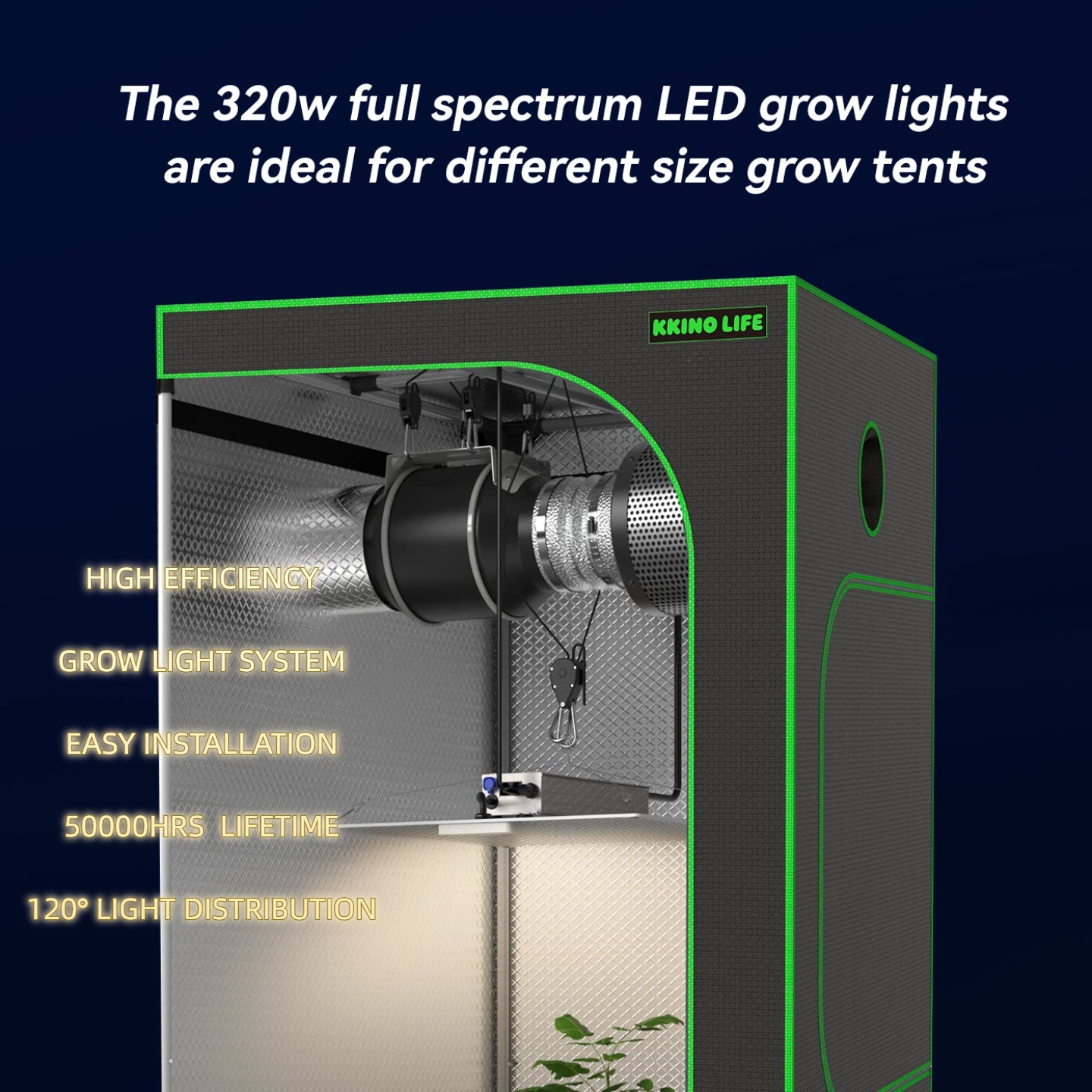 KKINO LIFE Samsung LM281B 320W Full Spectrum LED Grow Light Indoor Plant Veg