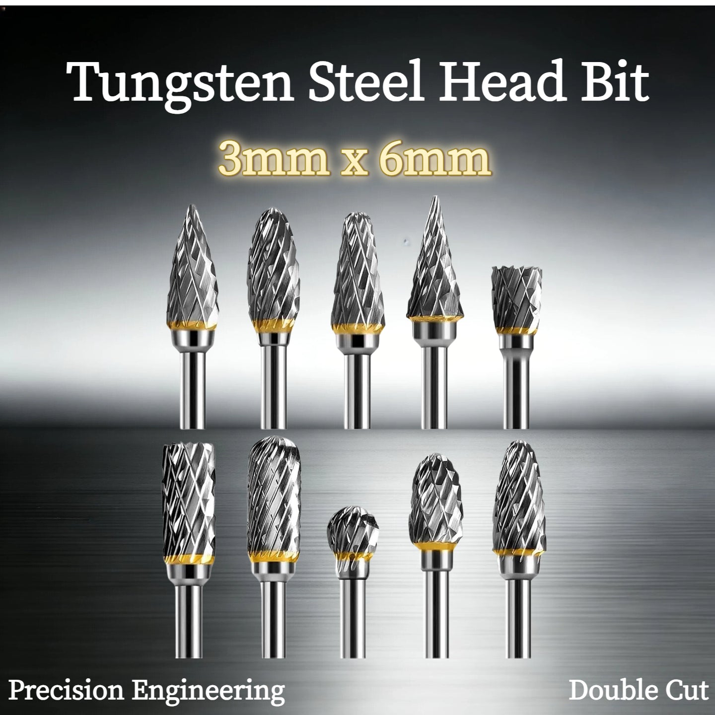 10Pcs Tungsten Carbide Rotary Burr Set 3mm Shank Double Cut For Dremel AU Stock