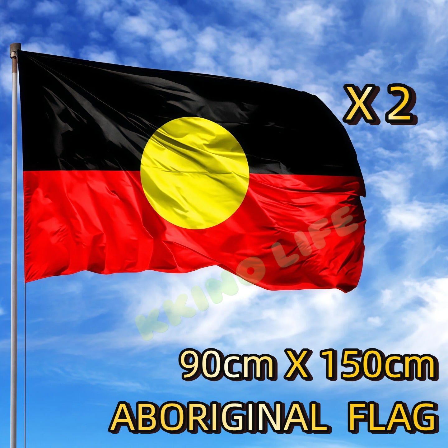 2X Australian Aboriginal Large 90x150cm Aussie Australian Day Heavy Duty Outdoor