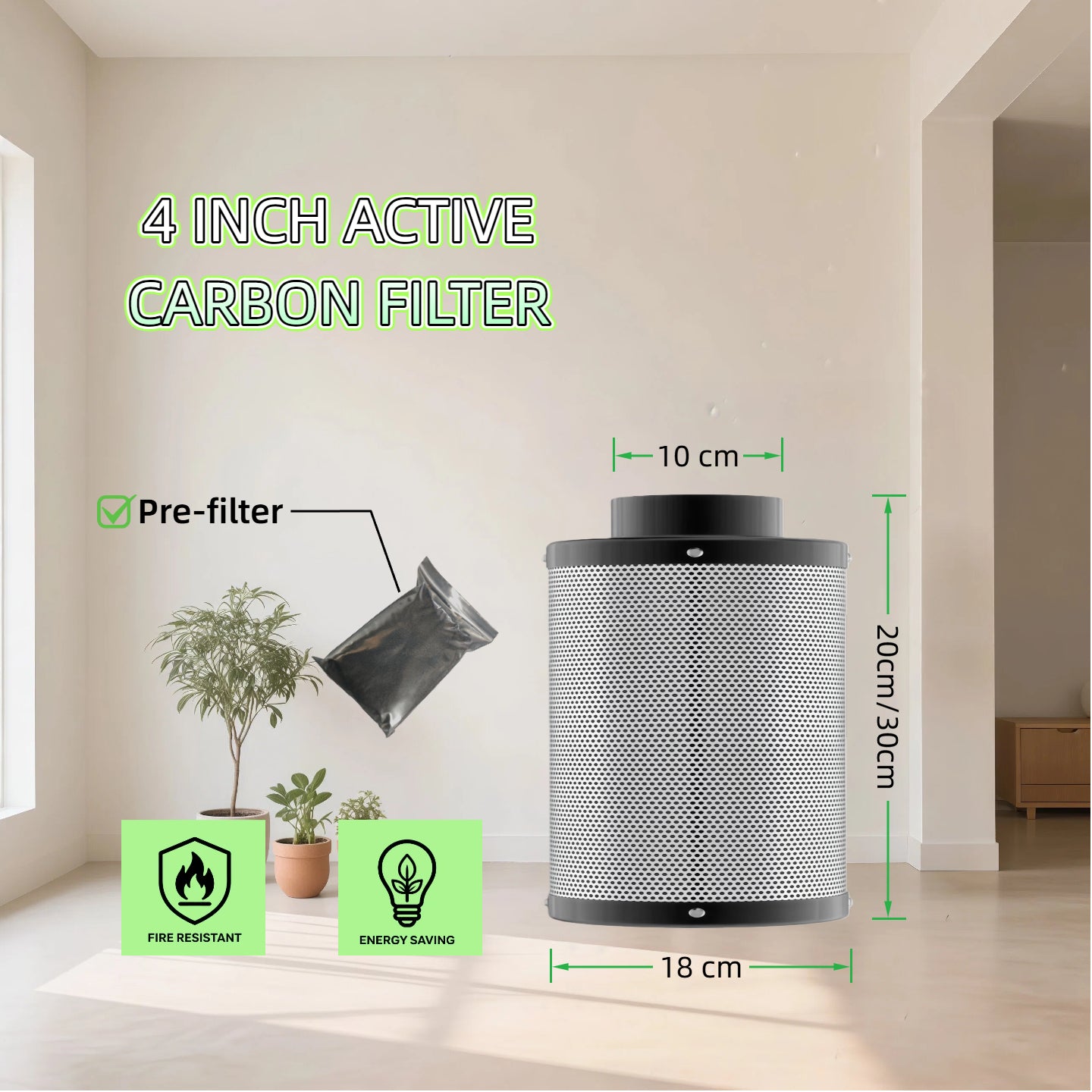 4 Inch Hydroponic Grow Tent Ventilation Kit Axial Fan Carbon Filter Duct 2 Sizes