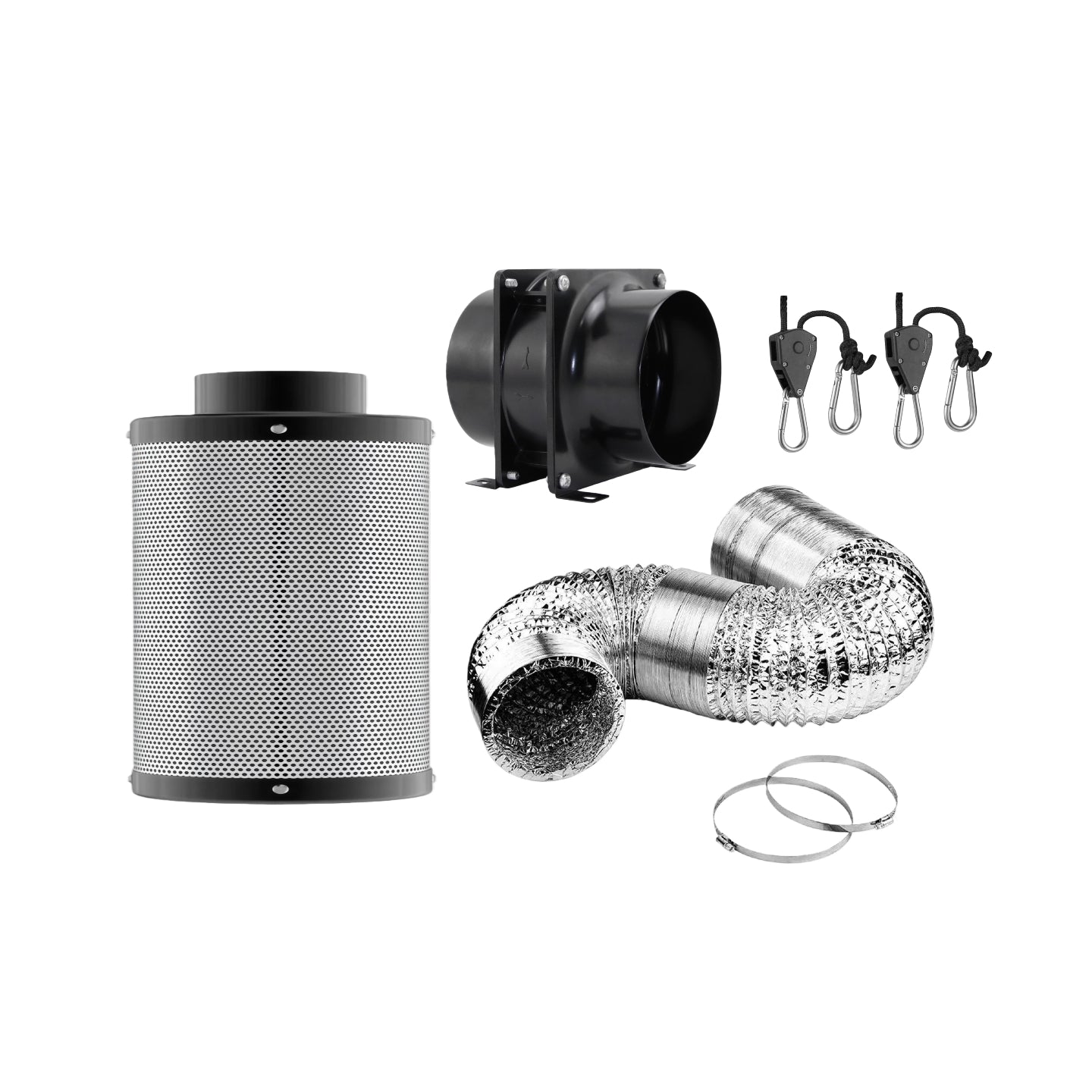 4 Inch Hydroponic Grow Tent Ventilation Kit Axial Fan Carbon Filter Duct 2 Sizes