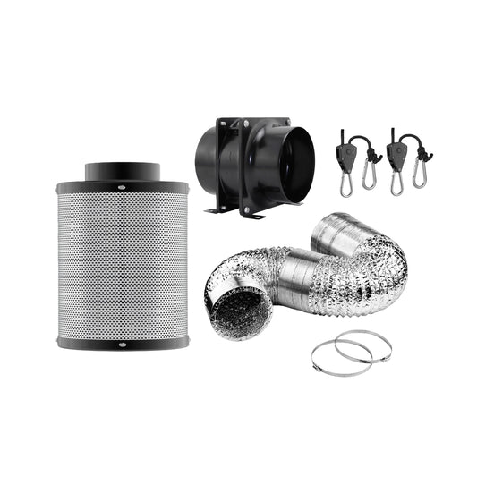 4 Inch Hydroponic Grow Tent Ventilation Kit Axial Fan Carbon Filter Duct 2 Sizes