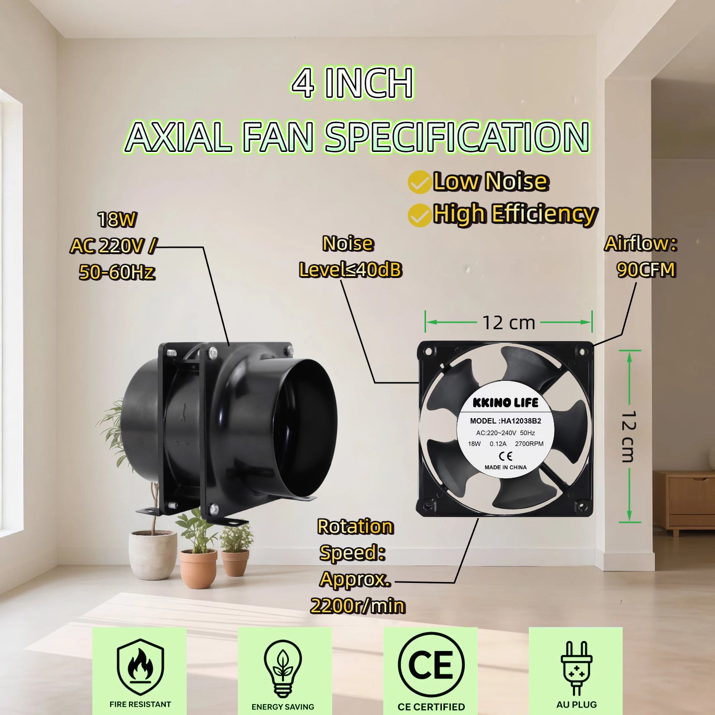 4 Inch or 6 Inch Hydroponics Ventilation Kit Axial Inline Silent Fan and Ducting Kit
