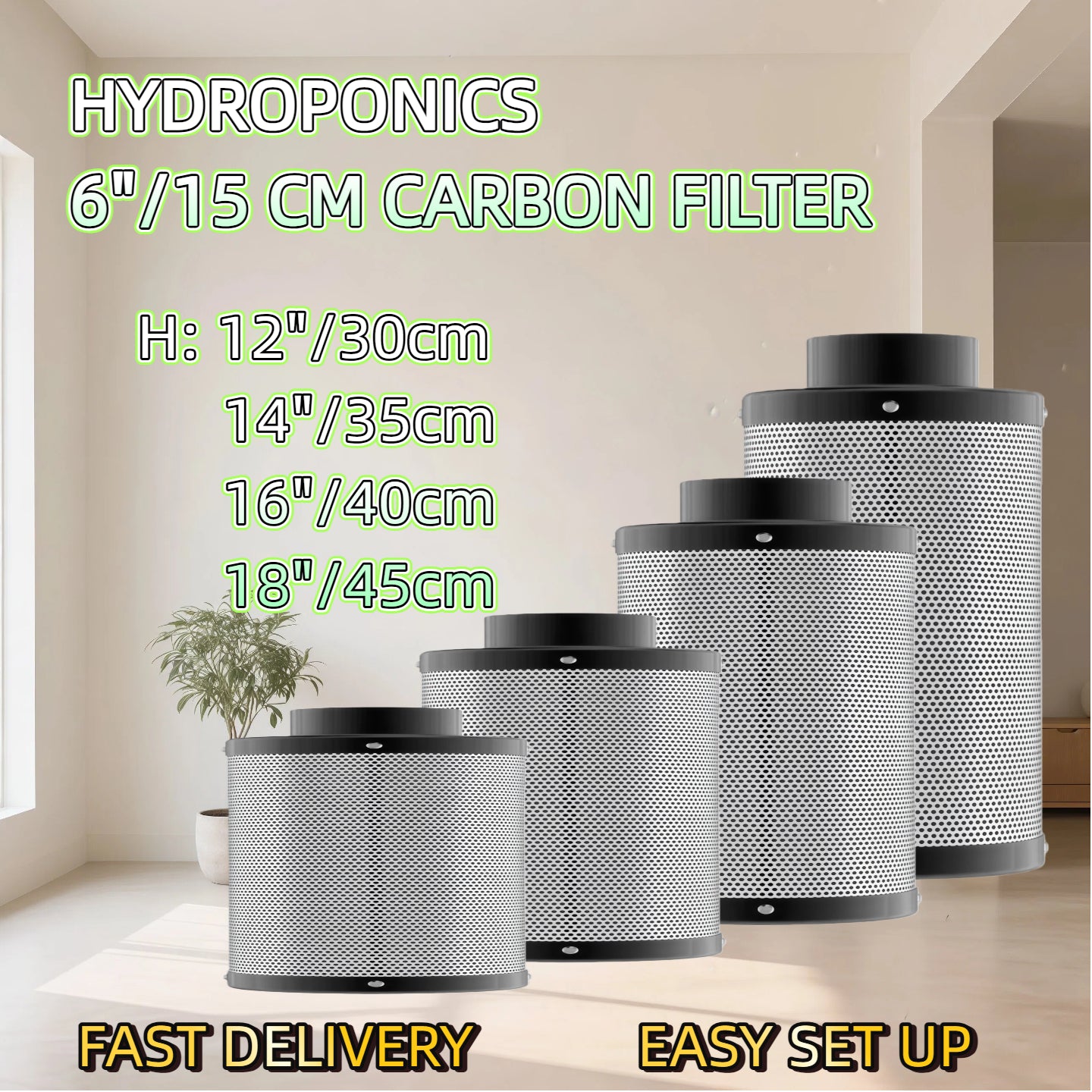 6"x12 Inch Carbon Filter Inline Tube Fan Control for Fan Grow Tent Ventilation AU Stock