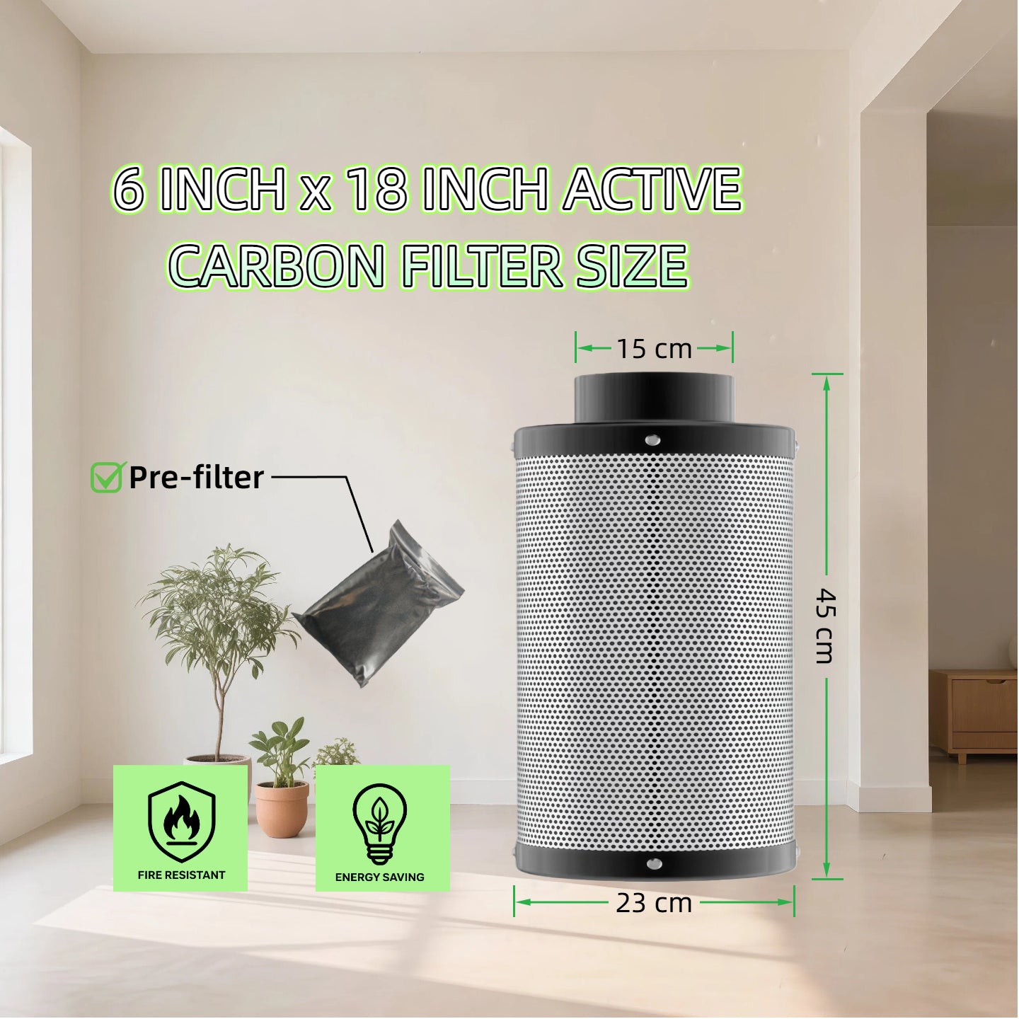 6"x18 Inch Carbon Filter Inline Tube Fan Control for Fan Grow Tent Ventilation AU Stock