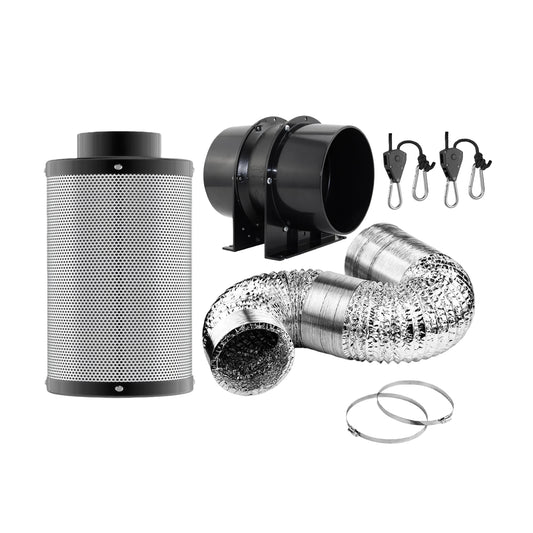 6 Inch Hydroponic Grow Tent Ventilation Kit Axial Fan Carbon Filter Duct 4 Sizes
