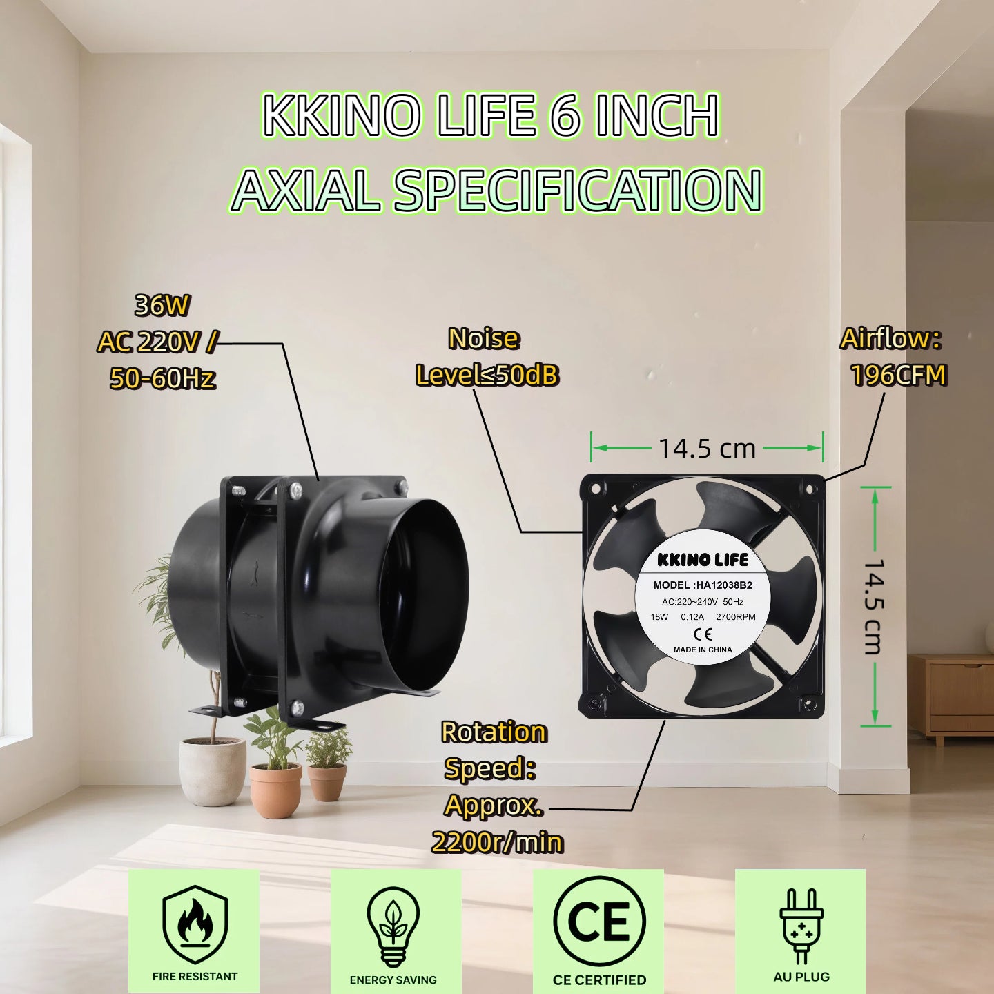 6 Inch Hydroponic Grow Tent Ventilation Kit Axial Fan Carbon Filter Duct 4 Sizes