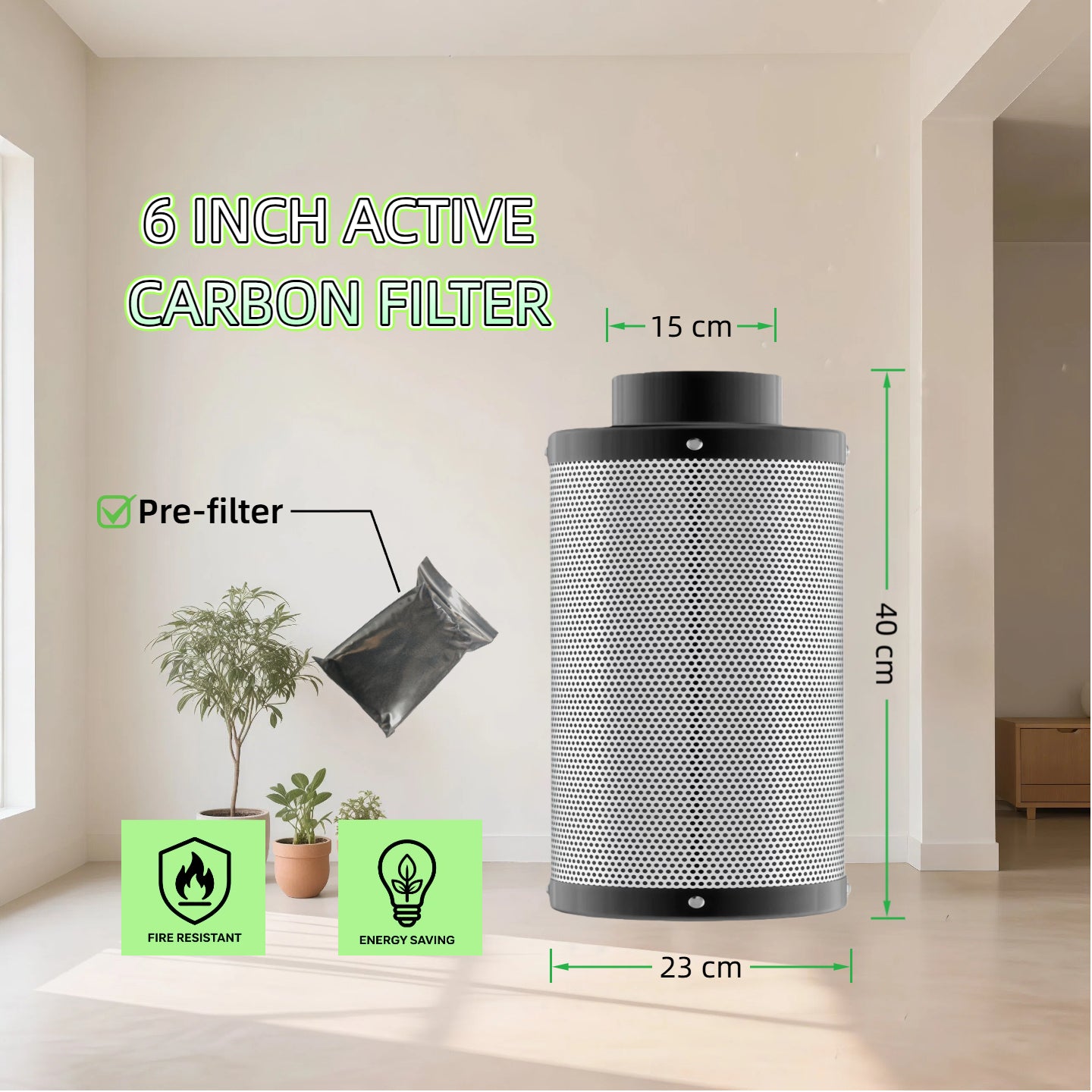 6 Inch Hydroponic Grow Tent Ventilation Kit Axial Fan Carbon Filter Duct 4 Sizes