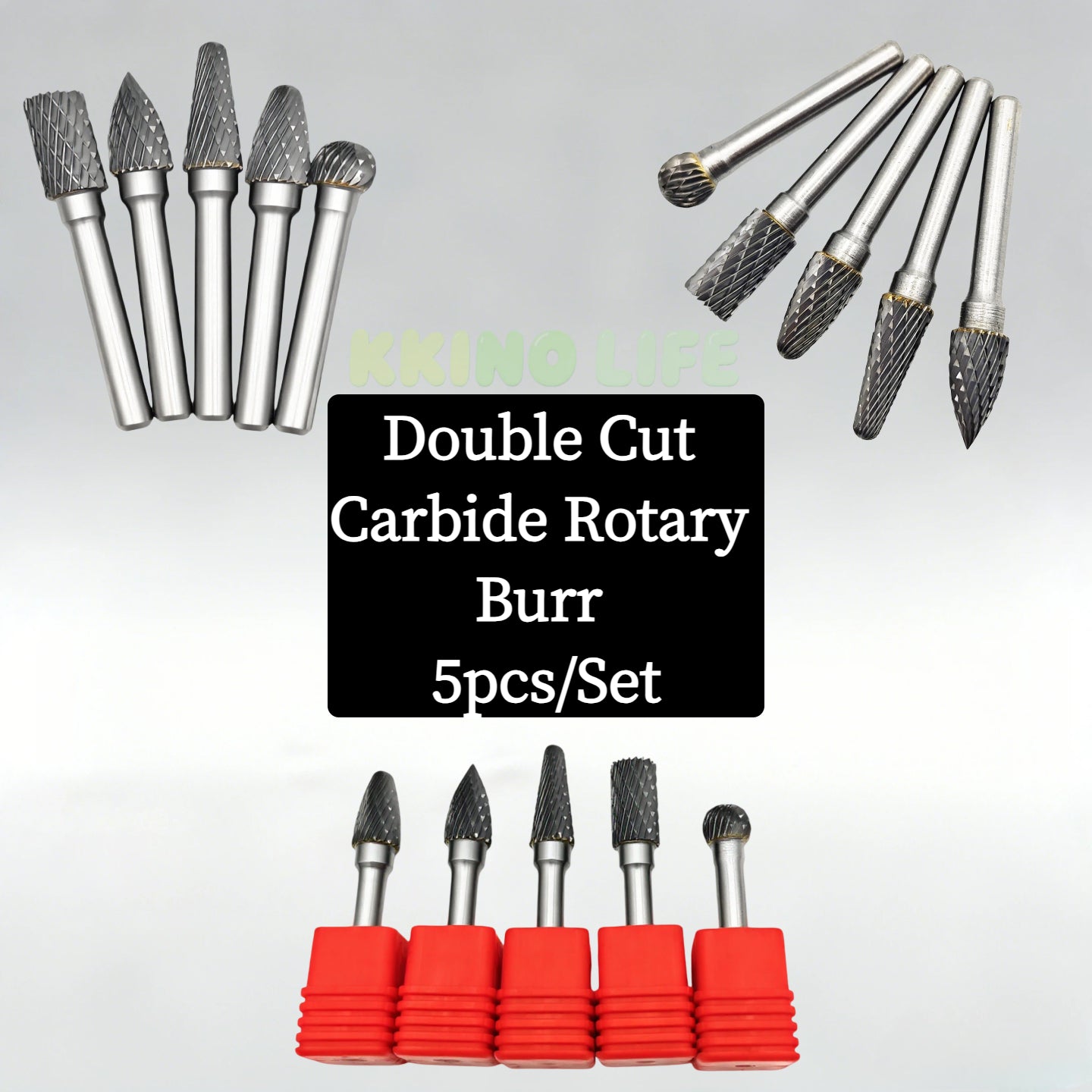 6mm x 10mm Head Tungsten Steel Carbide Rotary Burr Bur Die Grinder Bit 3/8 Inch Diameter