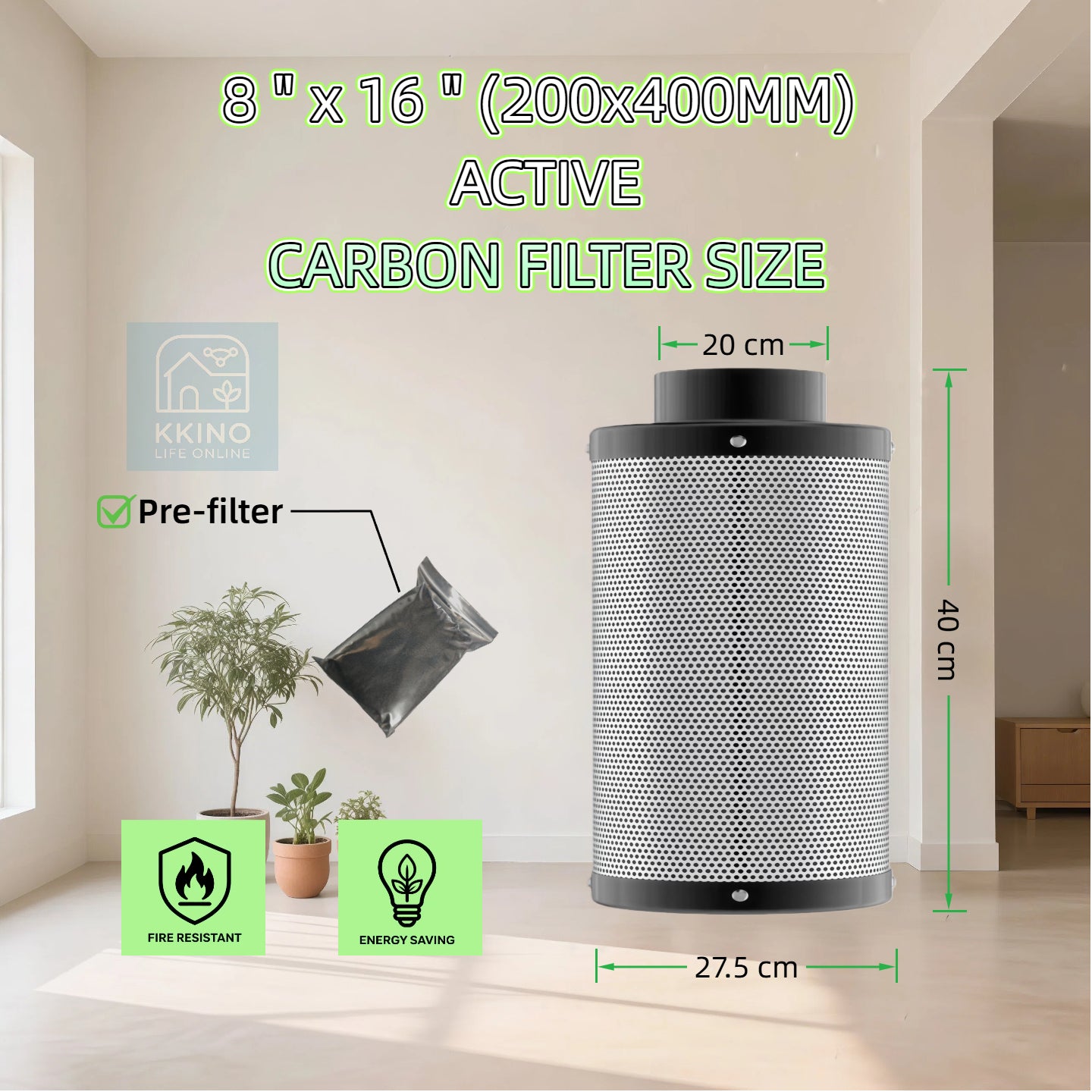8 Inch Carbon Filter 800m³/h AUS Charcoal Air Purifier for Hydroponics Grow Tent