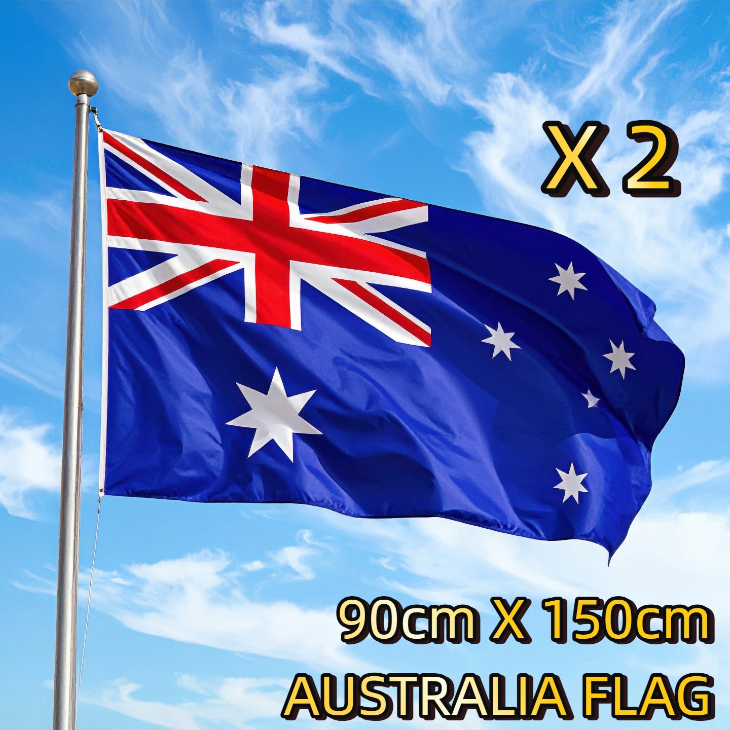 2X Australian Flag Large 90x150cm OZ Aussie Australian Day Heavy Duty Outdoor