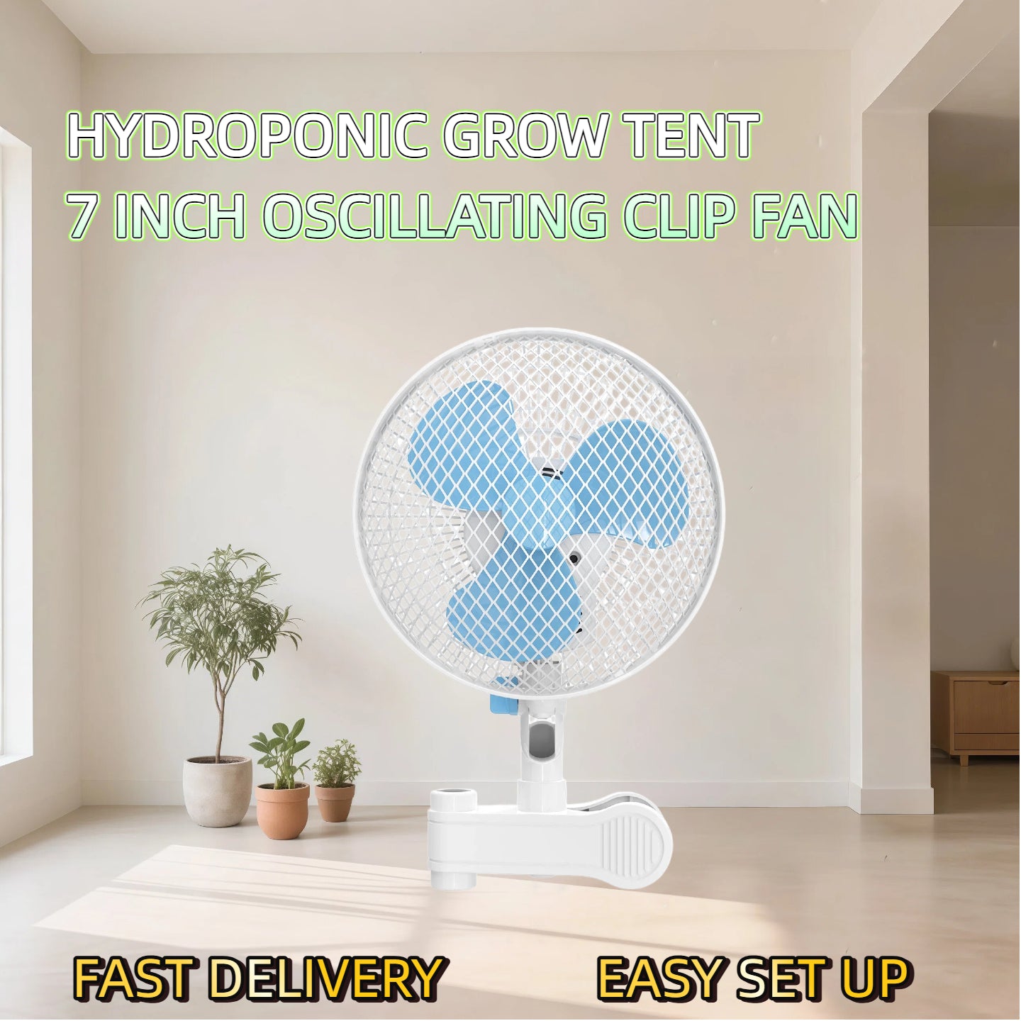 KKINO LIFE 2 in 1 Hydroponics 2 Speed Oscillating Clip Fan Grow Tent Office Fan