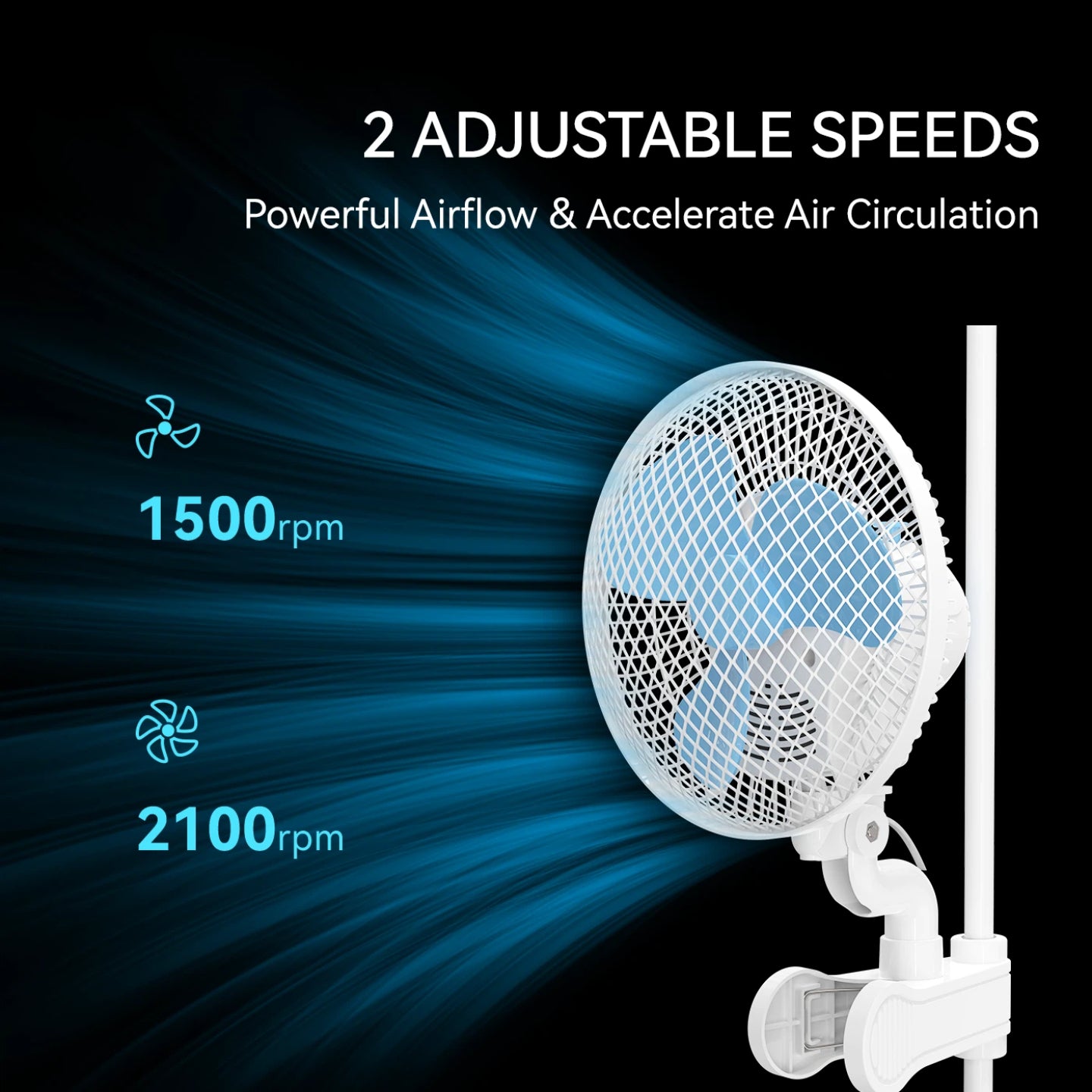 KKINO LIFE 2 in 1 Hydroponics 2 Speed Oscillating Clip Fan Grow Tent Office Fan