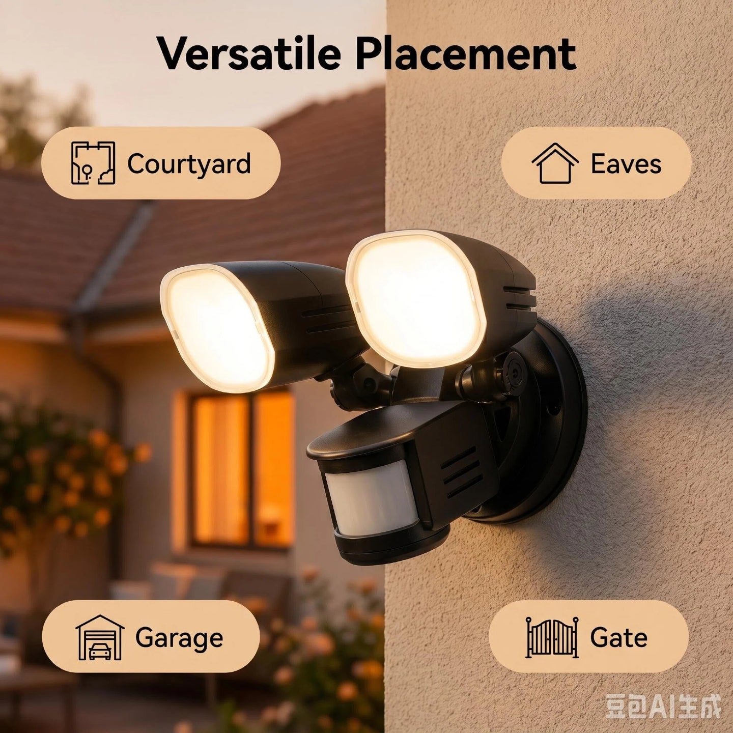 26W LED Double Twin Security Garage Spot Flood Light Outdoor Sensor Spotlight